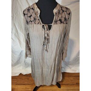Nicole‎ Italy Size XS Silk Overlay Taupe Brown Mini Dress